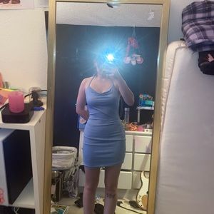 Blue Cowl Neck Dress